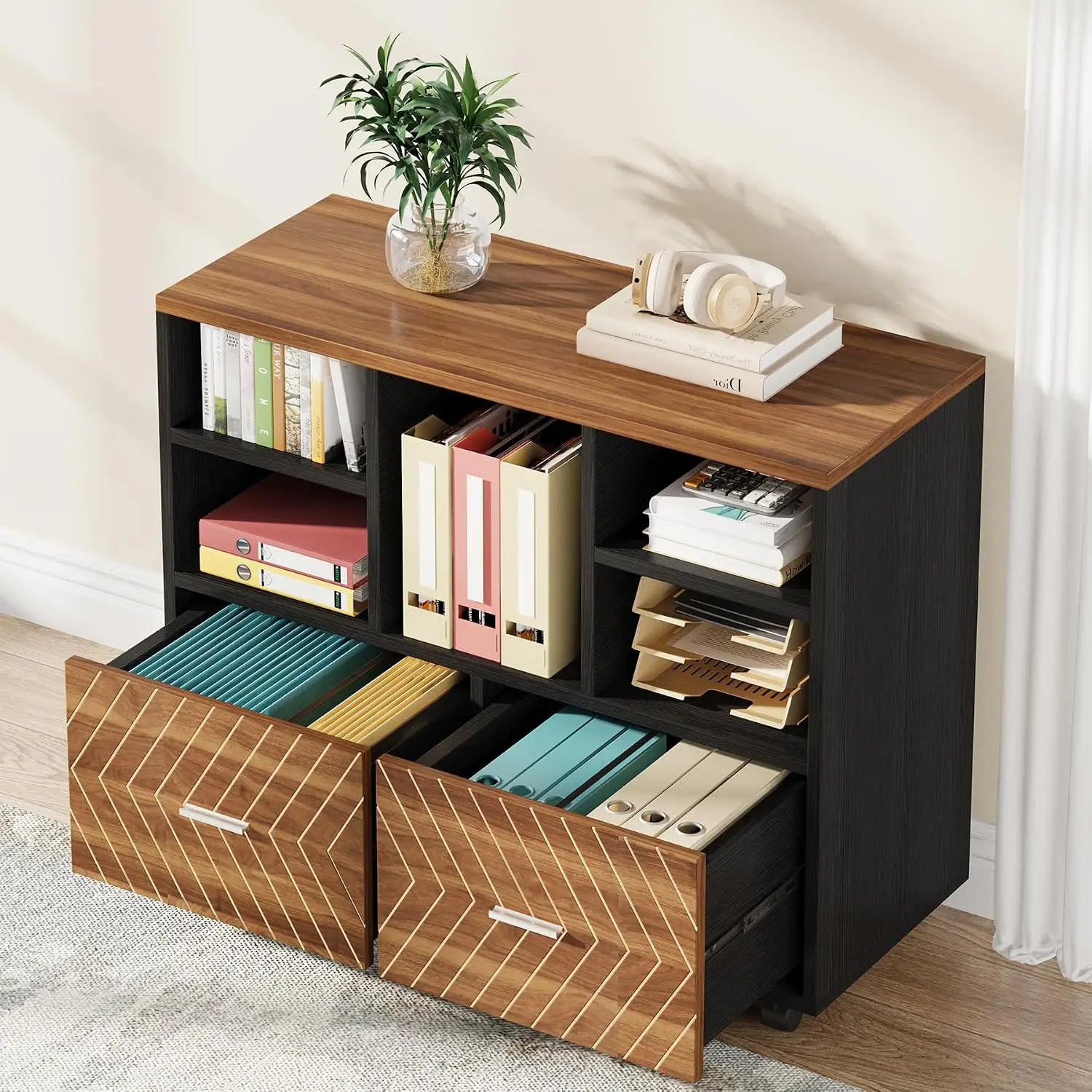 File Cabinet Lateral - 2-Drawer Wood File Cabinet, Mobile Lateral