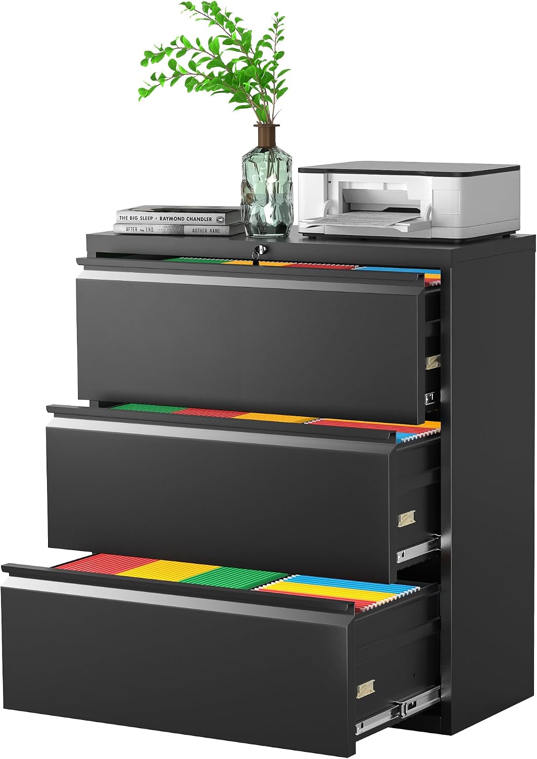 File Cabinet Lateral - Metal Lateral File Cabinet with Lock,