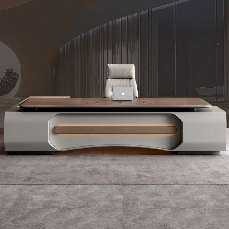 Office Furniture Luxury - Italian Light‑Luxury LED Executive Desk Modern