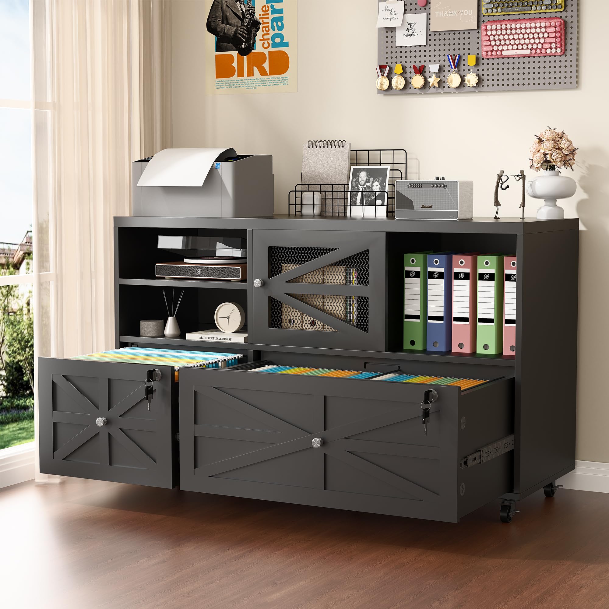 File Cabinet Lateral - 2 Drawer Farmhouse File Cabinet with