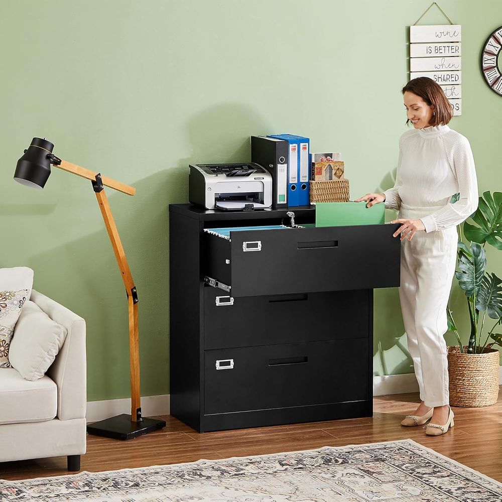 Black Lateral 3 Drawer Locked  - đánh giá và giá File Cabinet Lateral