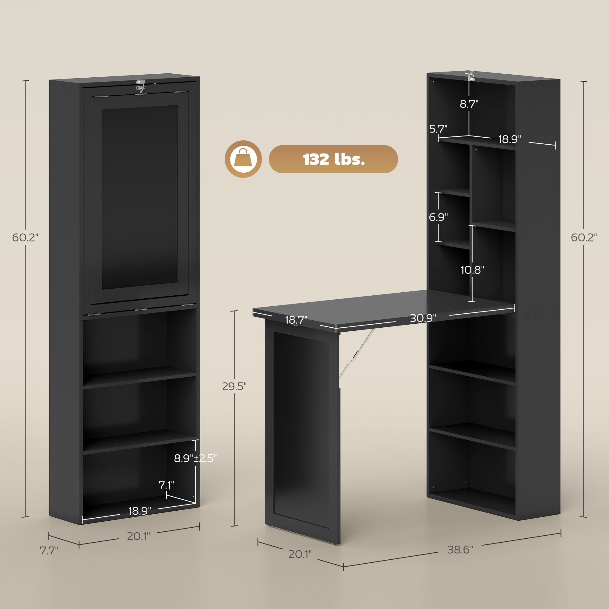 Fold-out Convertible Home Offi - đánh giá và giá Wall Mounted Desk Fold